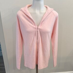Quacker Factory XS Light Pink Sparkle Zippered Cardigan